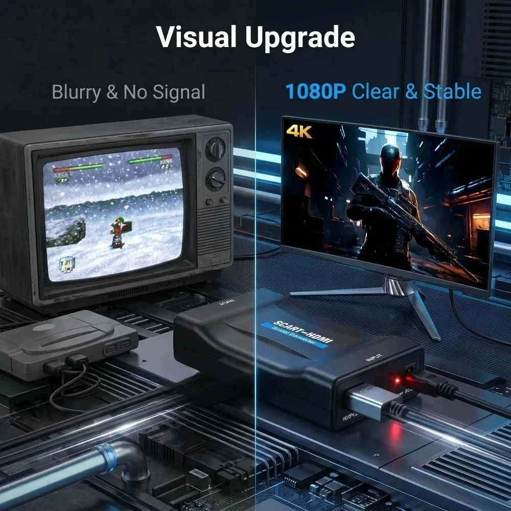 SCART-HDMI変換アダプター。1080Pの高画質映像と - Scart To Hdmi のレビューと価格